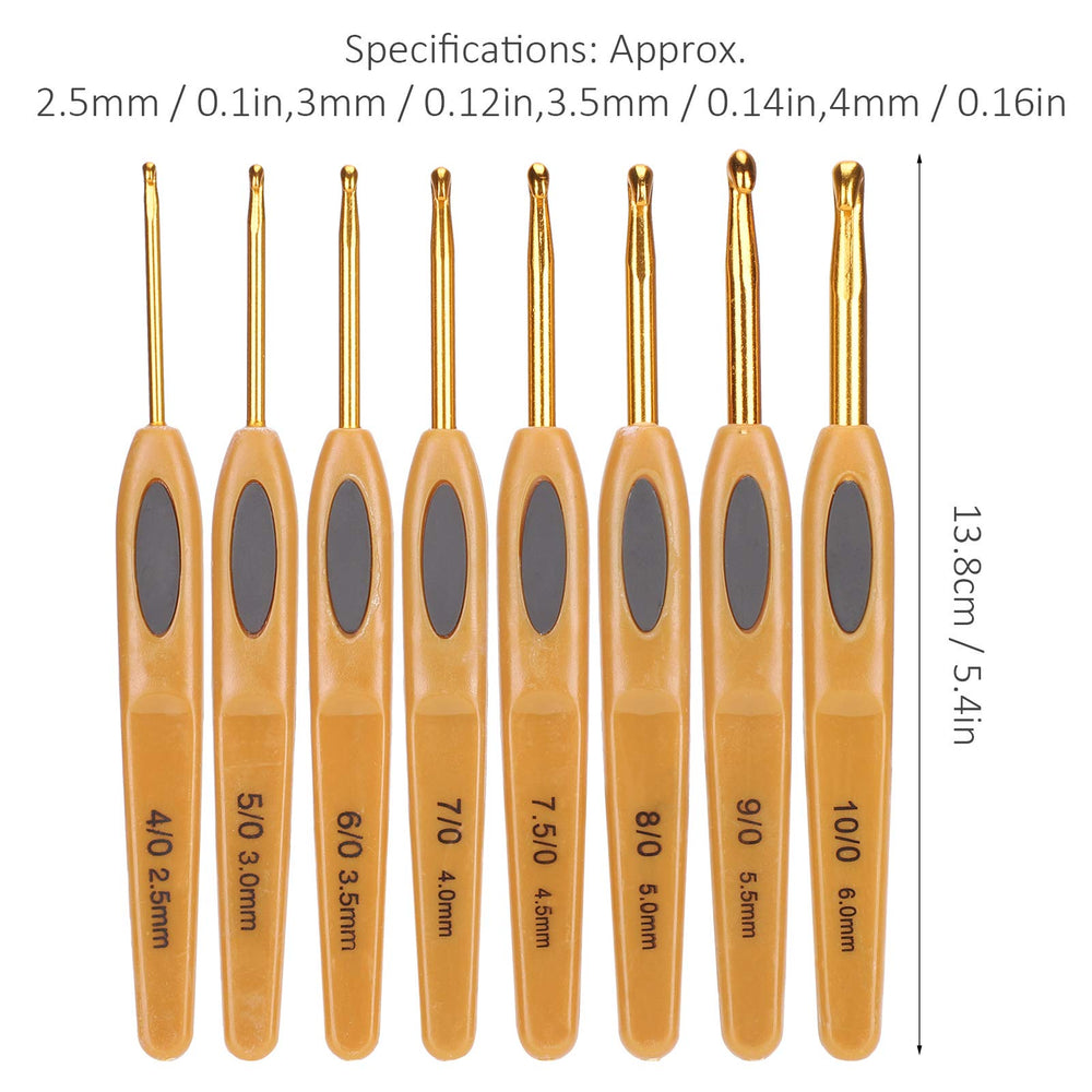 8 Sizes Crochet Hooks Set,Ergonomic Crochet Hooks with Soft Rubber Handles and Number Marks for Grandmothers,Moms,Children,Beginners or Advanced Crochet Lovers