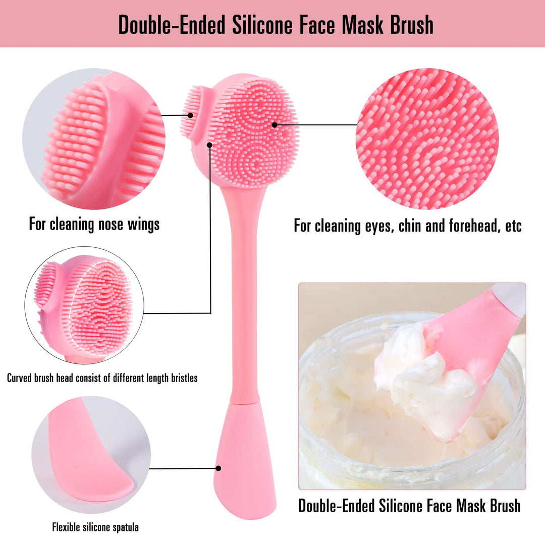 4 Pack Silicone Facial Cleansing Brush 4 in 1, Double-Ended Silicone Face Exfoliating Wash Scrub Brush for Face Skincare and Massage (Multicolored)