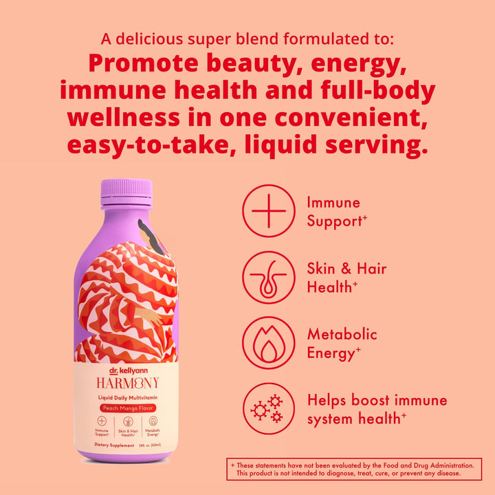 Harmony Liquid Multivitamin (28 fl oz) – Vegan Daily Vitamins for Men &amp; Women, Non-GMO, Overall Health