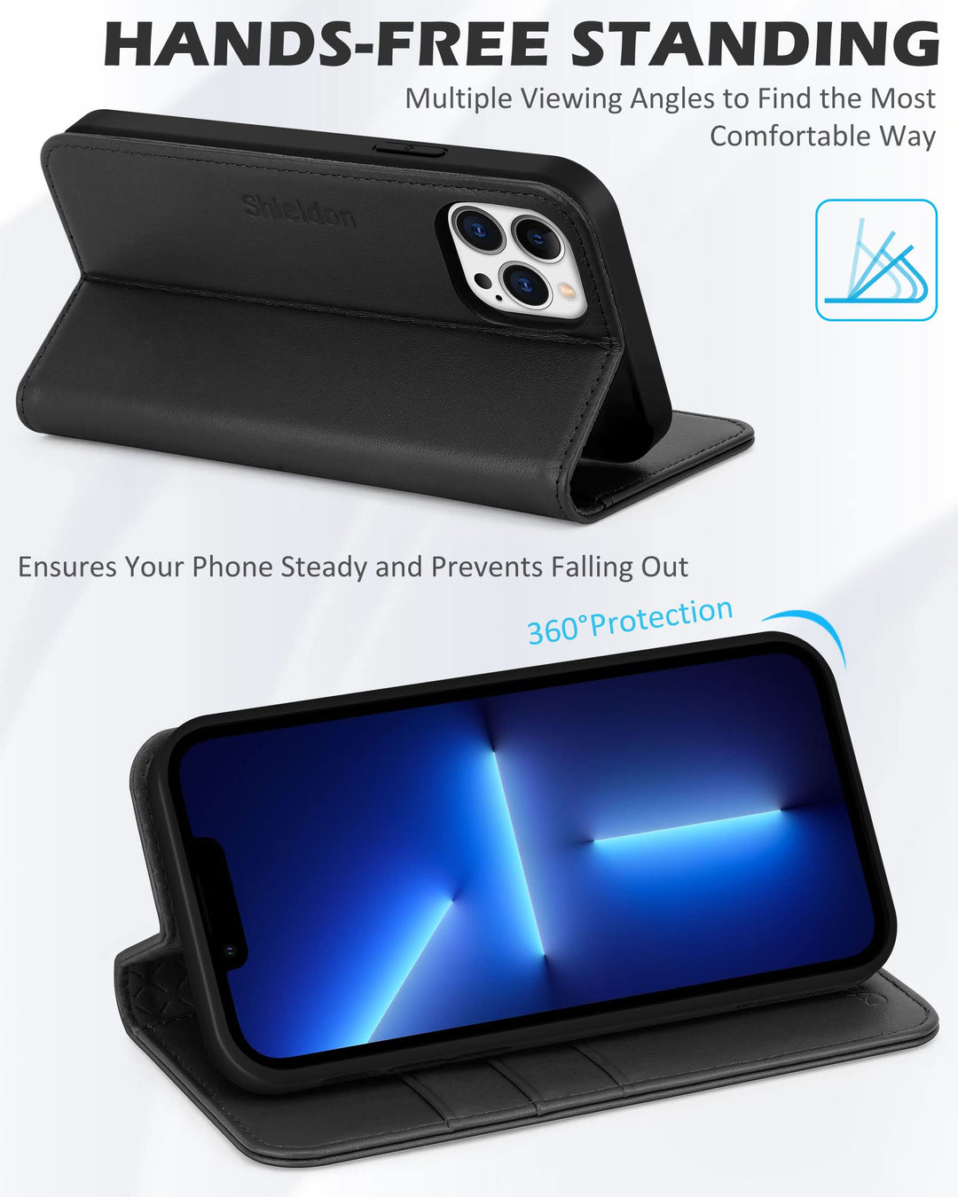 SHIELDON Case for iPhone 13 Pro Max 5G, Genuine Leather