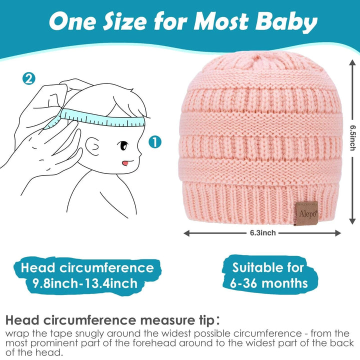 3 Pack Baby Beanie Hats for Girls Boys, Soft Warm Fleece Lined Baby Winter Hat for Newborn Infant Toddler Kids, Cute Cozy Knitted Beanie Cap for Cold Weather-16