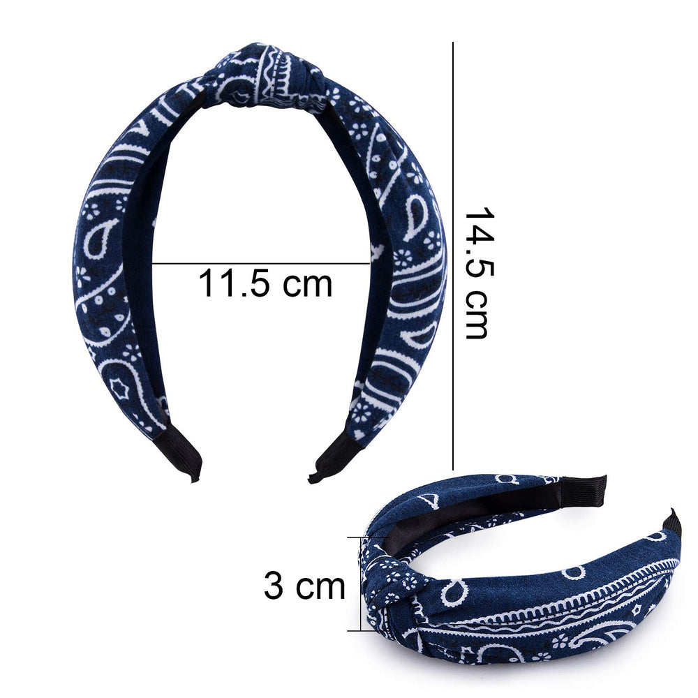 Women's Plastic Twisted Top Knot Paisley Boho Vintage Cross Headbands Wide Hairband, 6 Pieces