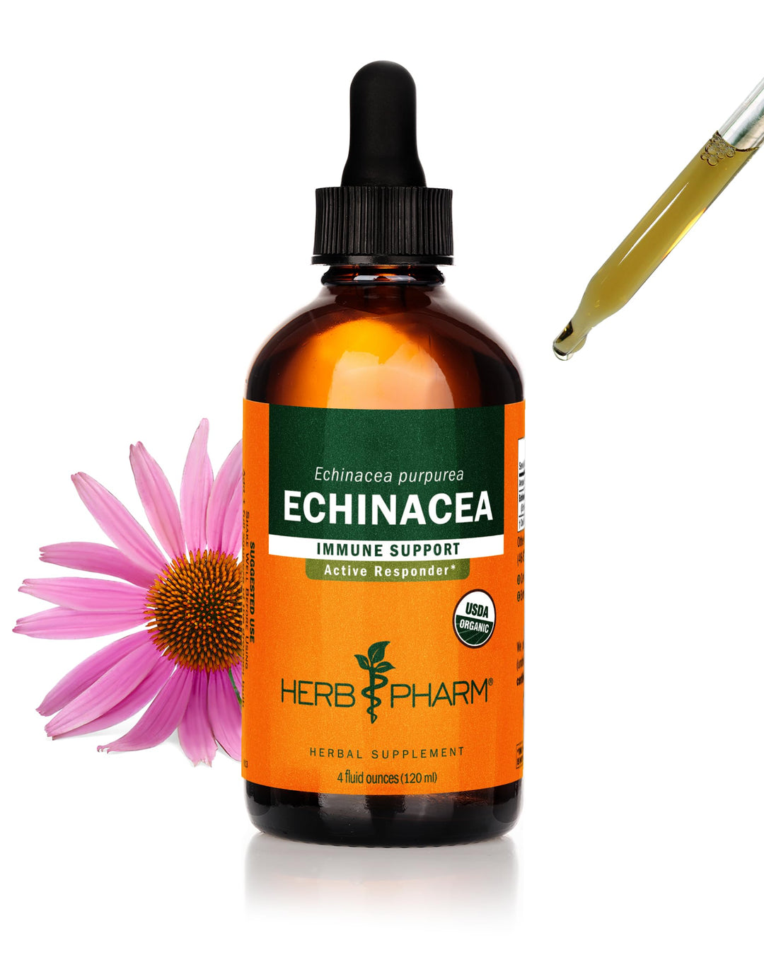 Certified Organic Super Echinacea Liquid Extract for Active Immune System Support - 4 Oz