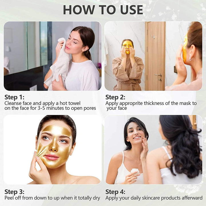 24K Gold Facial Mask Collagen Peel-off Anti-Wrinkle Lifting Firming Moisturizing Face Skin Care Masks 4.22 Fl.oz (Gold60)