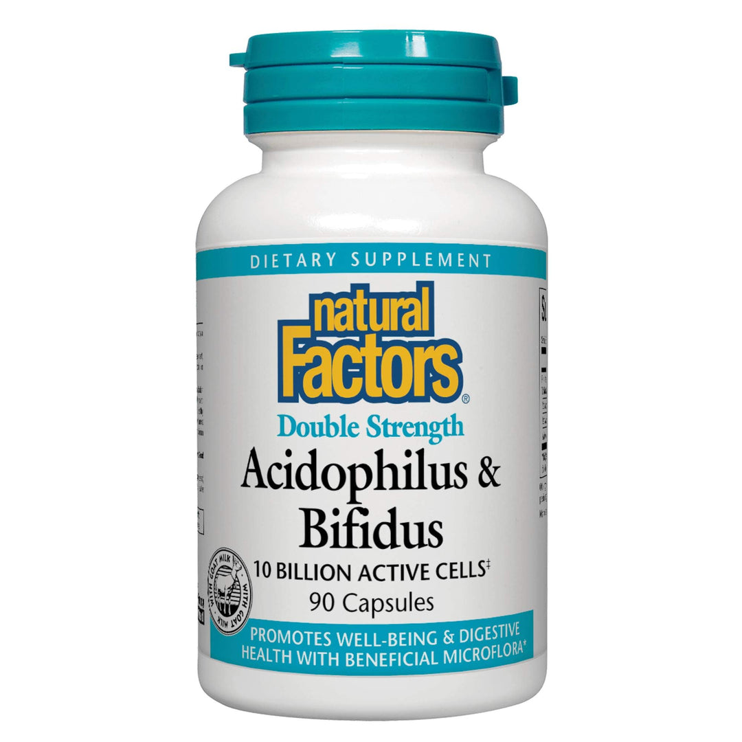 , Acidophilus &amp; Bifidus Double Strength, Probiotic and Prebiotic Formula, 90 Capsules