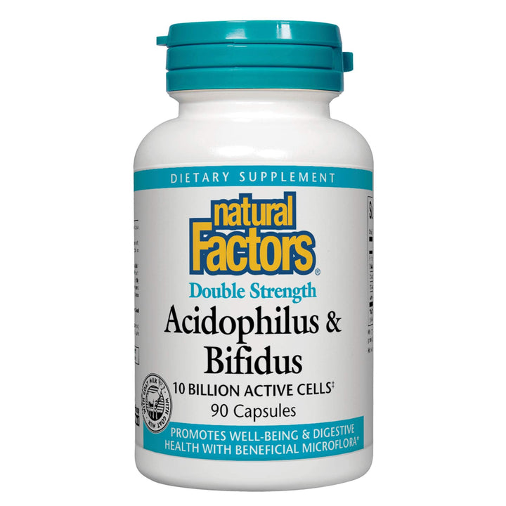 , Acidophilus &amp; Bifidus Double Strength, Probiotic and Prebiotic Formula, 90 Capsules