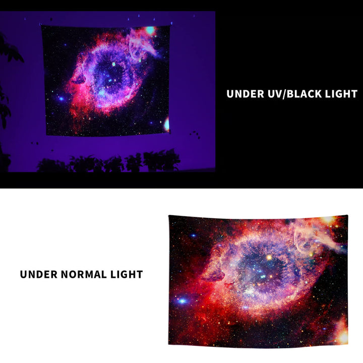 Blacklight Space Tapestry Galaxy Eye Tapestry Wall Hanging For Bedroom Aesthetic Psychedelic Tapestry Glow in The Dark(50*60(130*150cm))
