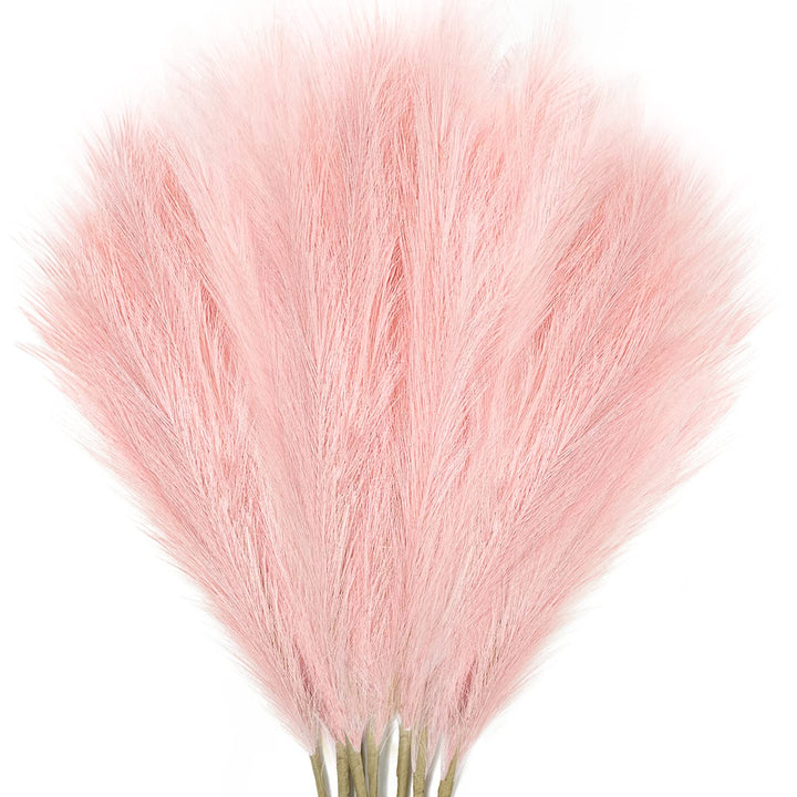 8Pcs 35.4” Pink Faux Pampas Grass Large Branches Boho Decor, Non-Shedding Fluffy Artificial Bulrush Floral Feathers, Tall Reed Fluffy Stems Vase Filler for Living Room Wedding Decoration