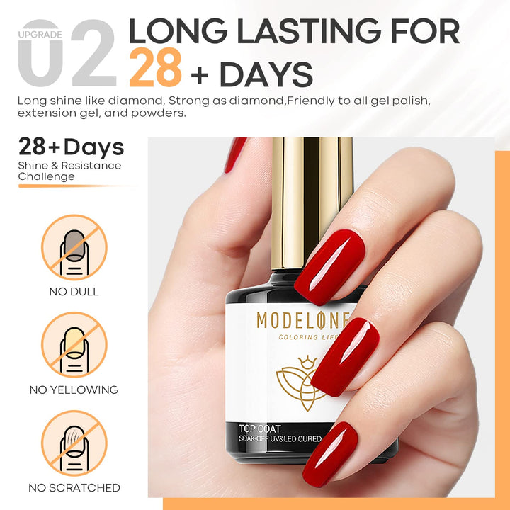 Gel Top Coat and Base Coat Set 2 Pcs Gel Nail Polish No Wipe Gel Base and Top Coat Clear Top Coat Nail Lamp Need Long Lasting Shiny 10 ml Gifts for Women