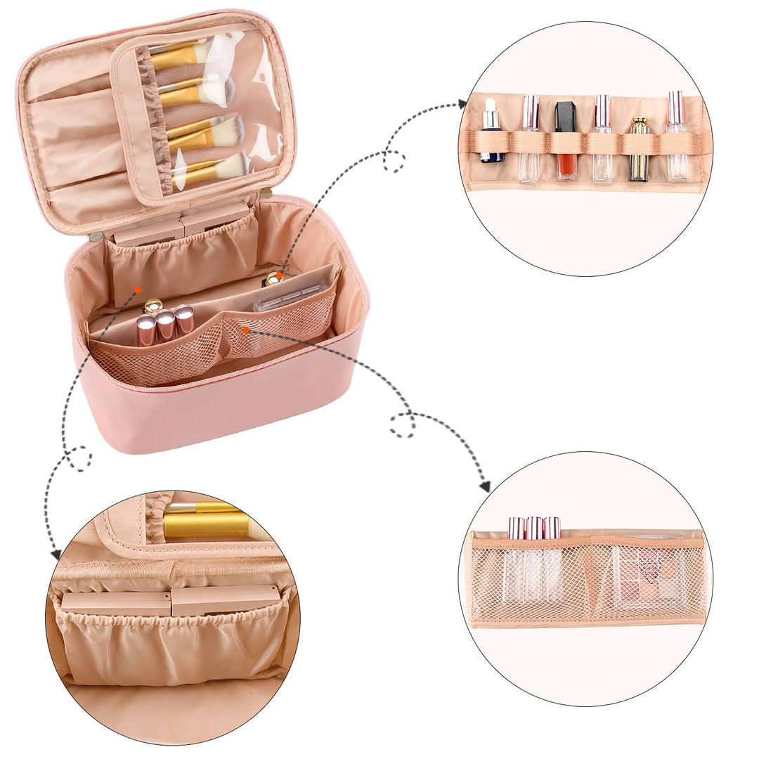 OCHEAL Pink Makeup Bag,Travel Makeup Organizer Bag, Lar