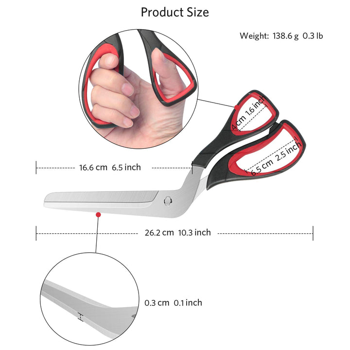 Pizza Scissors, Pizza Cutter with Ultra Sharp Detachable Blade and Ergonomic Soft Grip, 10.3Inch, Black&amp;Red