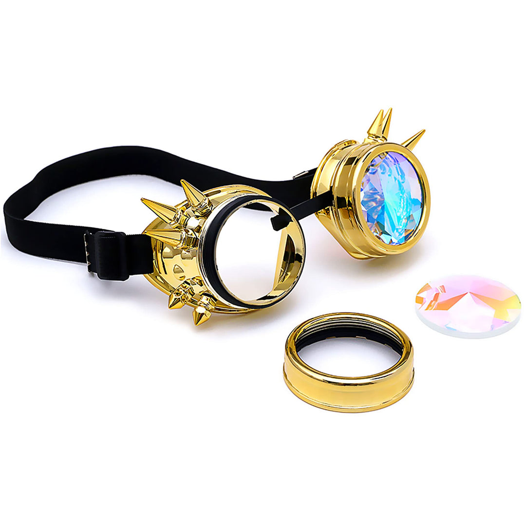Kaleidoscope Rave Goggles Steampunk Goggles Glasses Halloween Costume Accessories for Men Women Cosplay Party