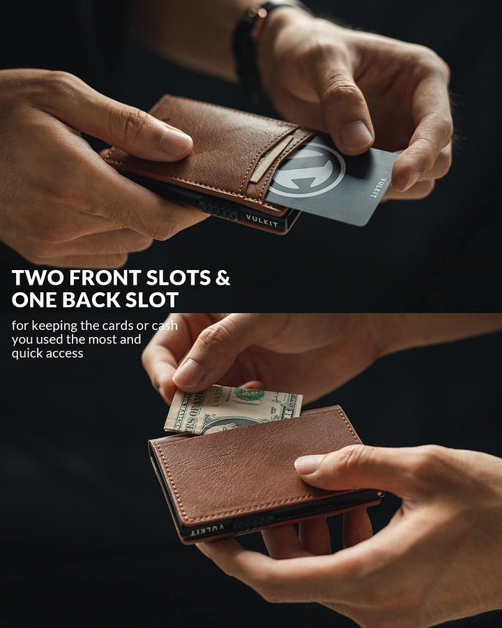Men&#39;s Slim Wallet Pop Up Card Holder RFID Blocking Metal Wallet Minimalist Design Holds Up to 11 Cards
