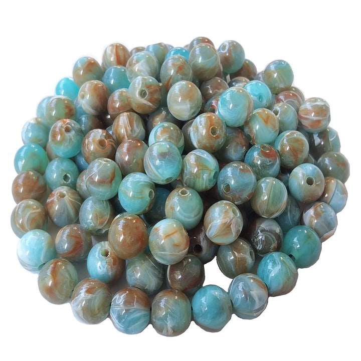 200PCS Acrylic Crystal Beads for Jewelry Making Round Loose Beads Charms Marble Patterns for Bracelets Earring Necklace Rings Adults Beading DIY Art Craft Projects Decor Birthday Gifts (10mm)