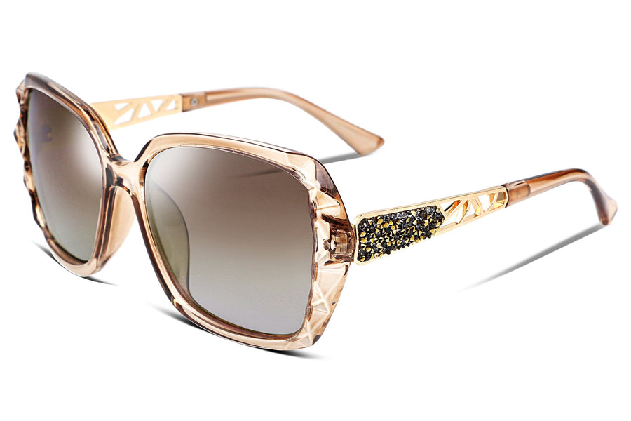 FEISEDY Polarized Women Square Sunglasses Sparkling Com