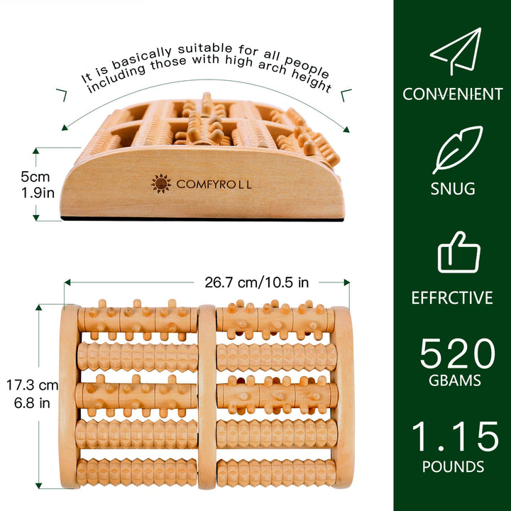 COMFYROOL Wooden Foot Massager Roller, Relax and Relieve Plantar Fasciitis, Heel, Arch Pain. Stress Relief Tool, Relaxation Practical Gifts for Men Women