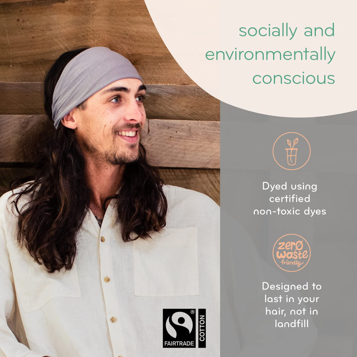 Headband for Men and Women - Durable, Plant-Based Hair Accessory - Versatile Sports Sweatband - Elastic Thick Sweat Band for Women &amp; Men - Great for Running, Yoga, Exercise- Safari Green