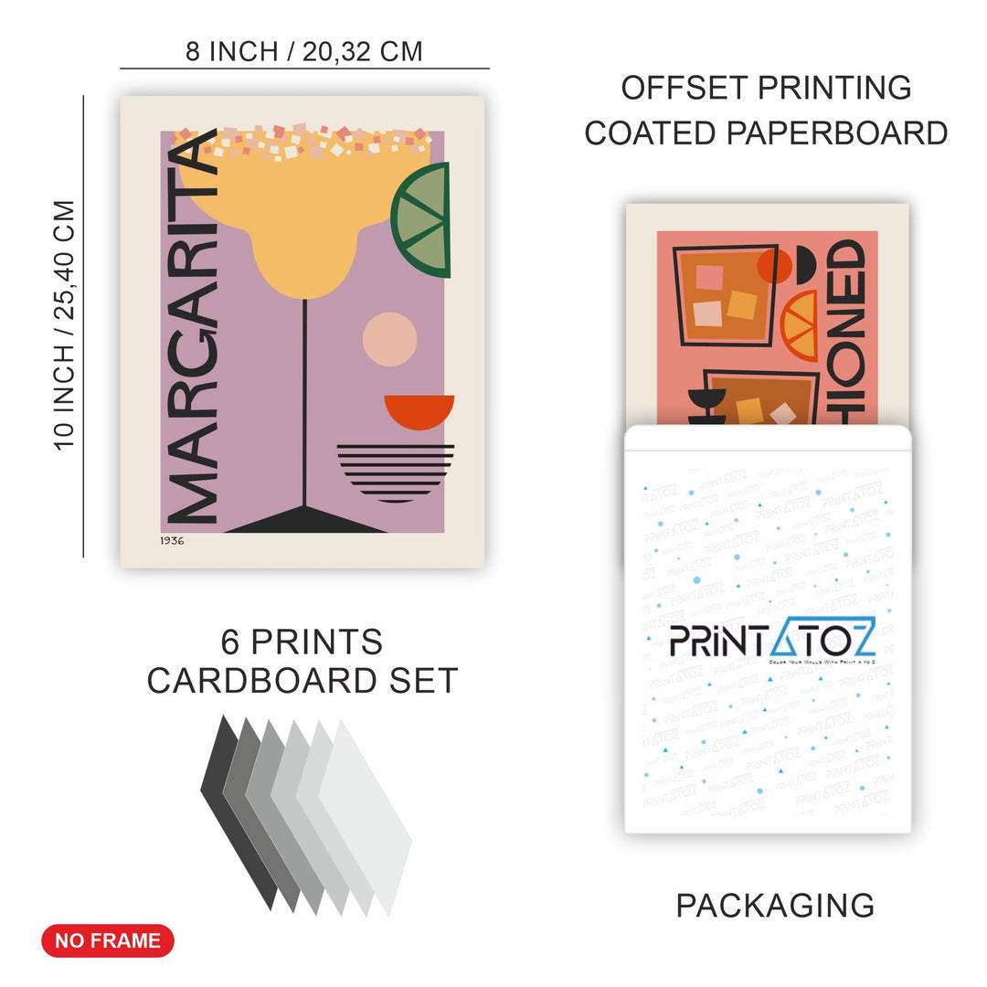 Print A To Z Cocktail Wall Art Poster Prints Decor Set,
