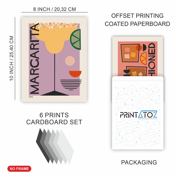 Print A To Z Cocktail Wall Art Poster Prints Decor Set,