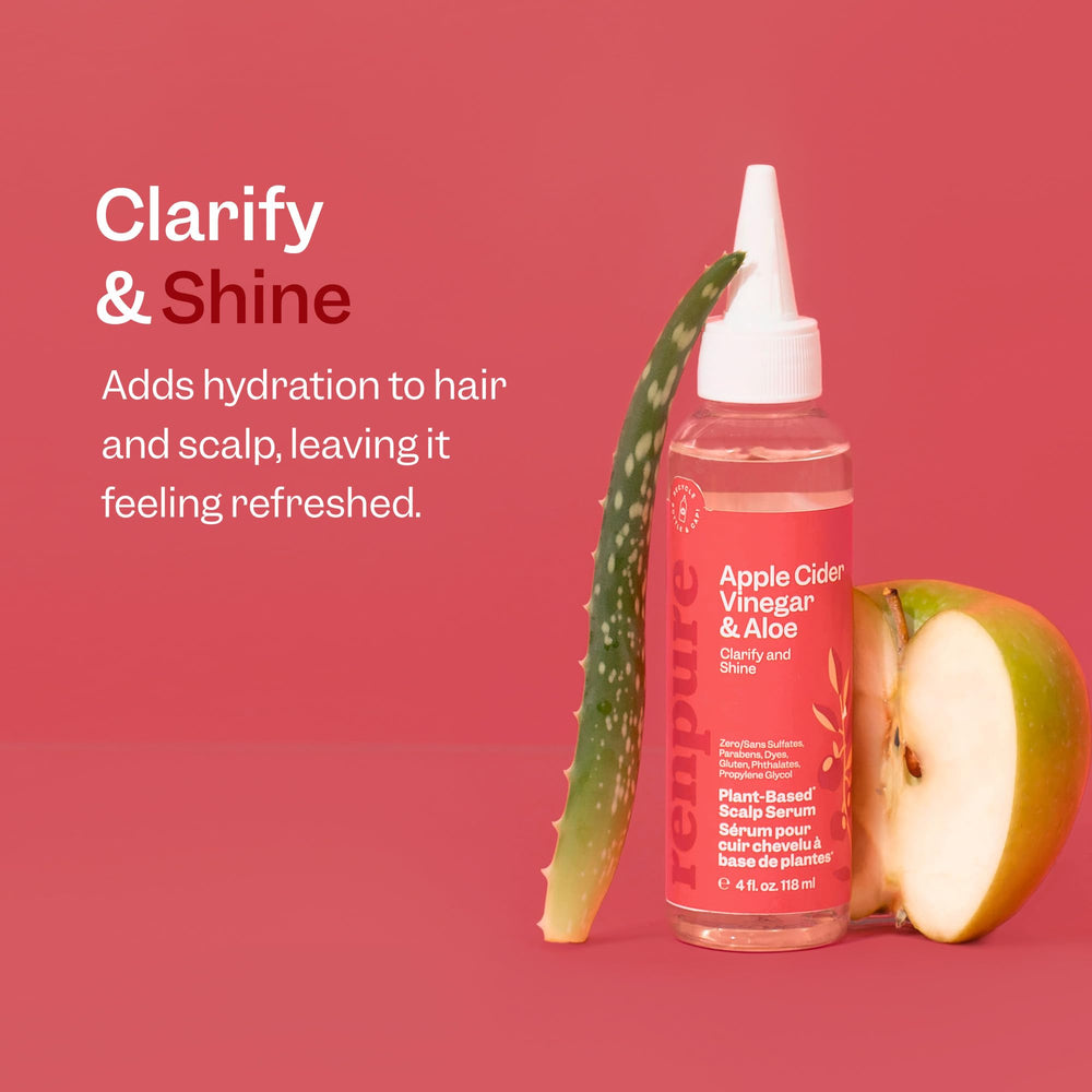 Renpure plant-based Beauty Apple Cider Vinegar Clarify + Shine Scalp Serum, 4 Fluid Oz