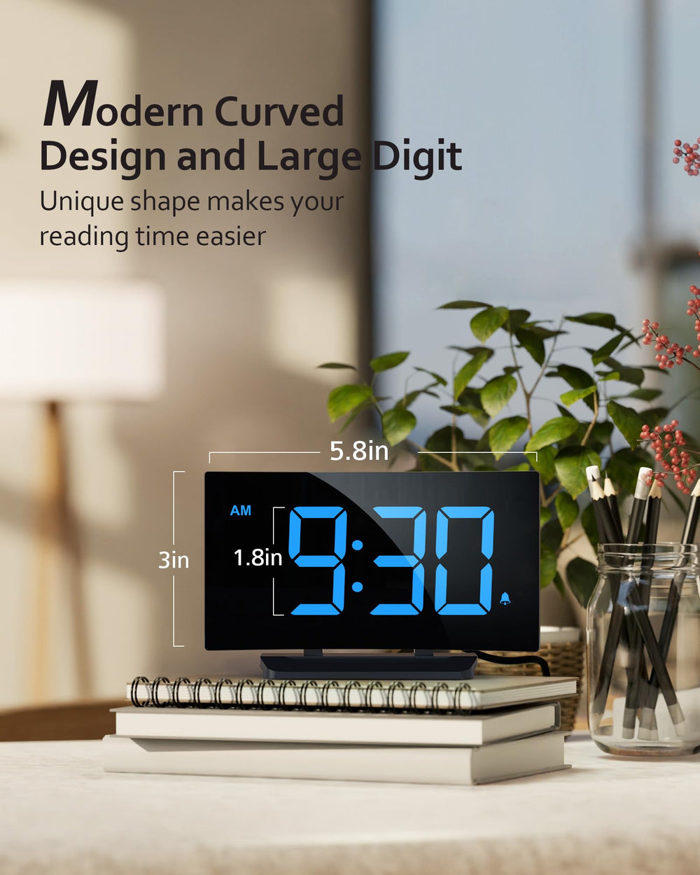 GOLOZA Digital Alarm Clock for Bedrooms, Digital Clock 