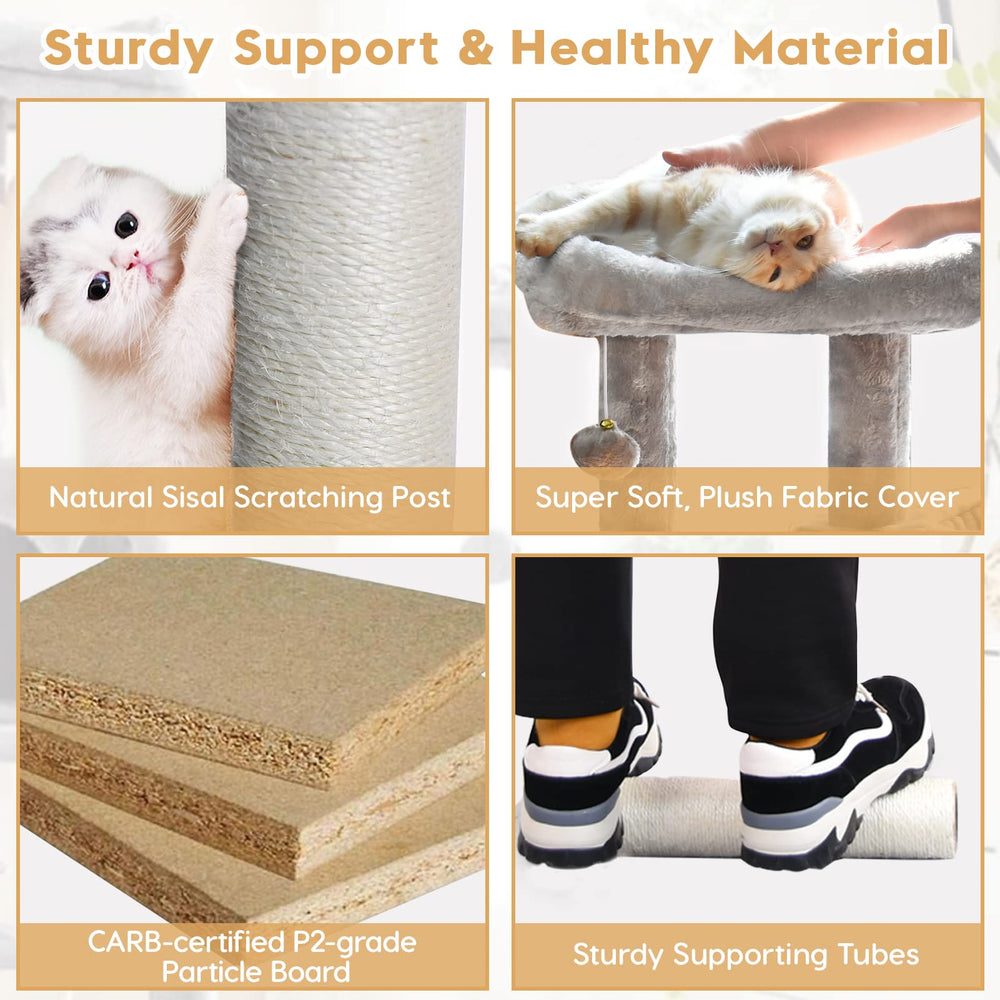Cat Tree, Cat Tower with Sisal Scratching Post for Indoor Cats, 35 Multi-Level Cat Condo with Hammock Perch and Kitten Toys, Cat Furniture for Kittens Adult Cats