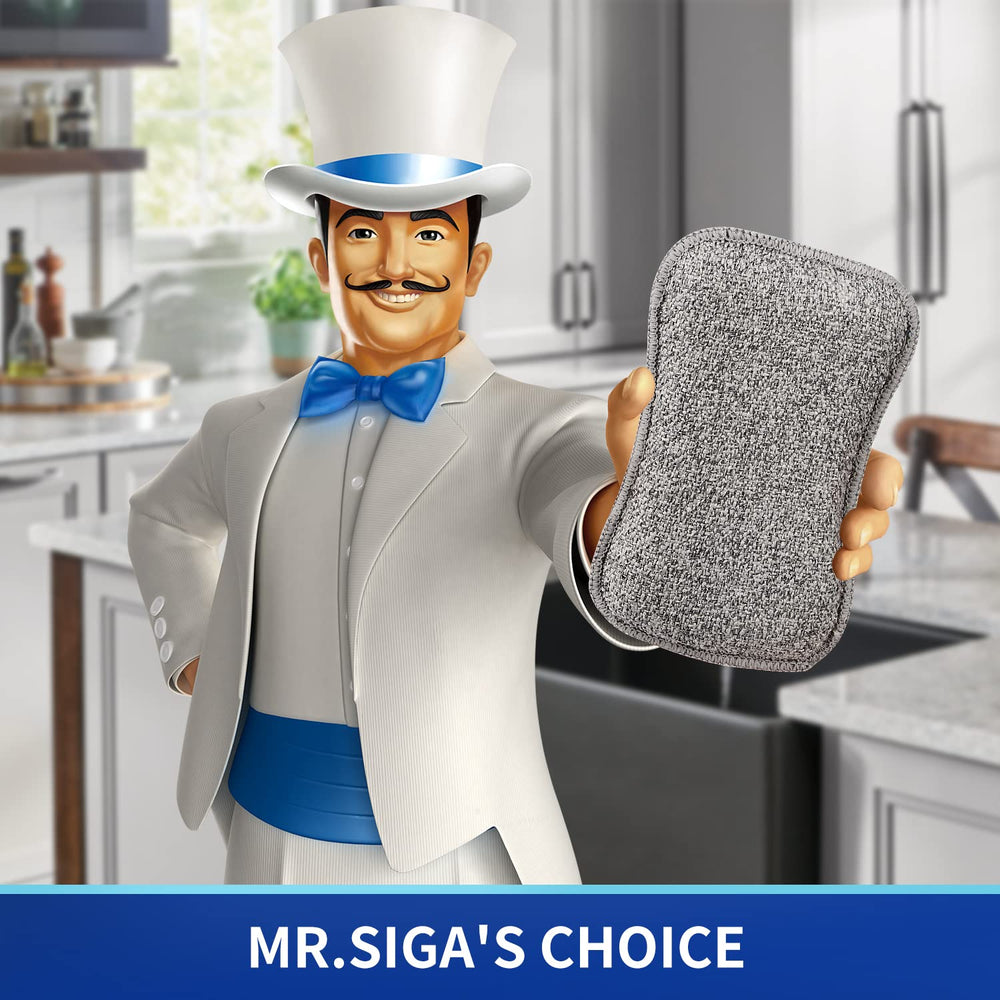 MR.SIGA Dual-Sided Scrub Sponges, Long lasting, Reusabl