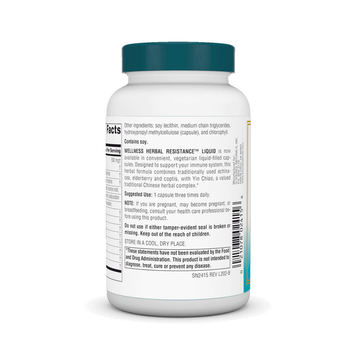 Wellness Herbal Resistance - Echinacea, Coptis &amp; Yin Chiao Immune Support* - 120 Capsules