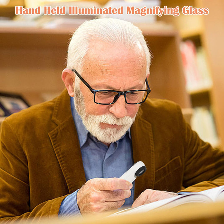 40X Handheld Magnifier High Power Hand Held Illuminated Magnifying Glass Jeweler Eye Jewelry Loupe Leather Case for Reading Maps Jewelry Watch Repair Tool