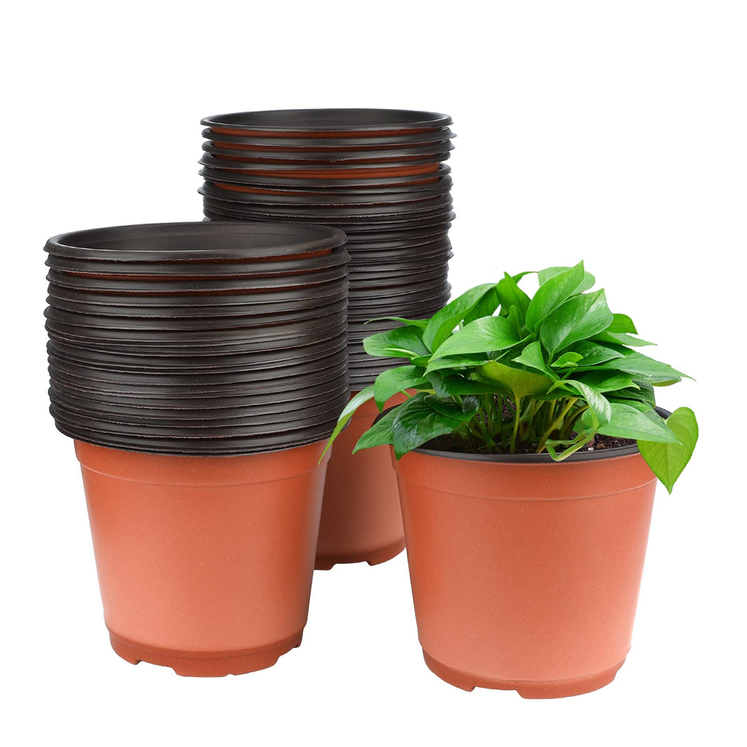 KINGLAKE 50 Pcs 6 Plastic Plants Nursery Seedlings Pot/