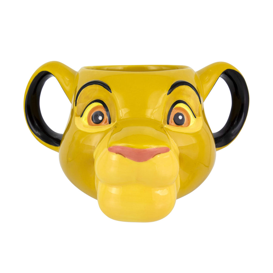 Simba Lion King Shaped Mug | Novelty Oversized Coffee Tea Ceramic Cup | Unique & Super Fun Way of Drinking Your Favourite Beverage, 500 milliliters, Multicolored