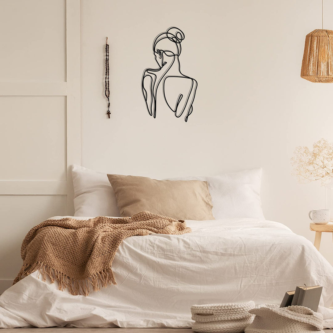 Metal Wall Art Metal Female Wall Decor Minimalist Female Body Wire Art Decor Abstract Metal Wall Art for Bedroom Bathroom Living Room Home Wall Decor, 13.8 x 11.8 Inch(Black,Cute Style)