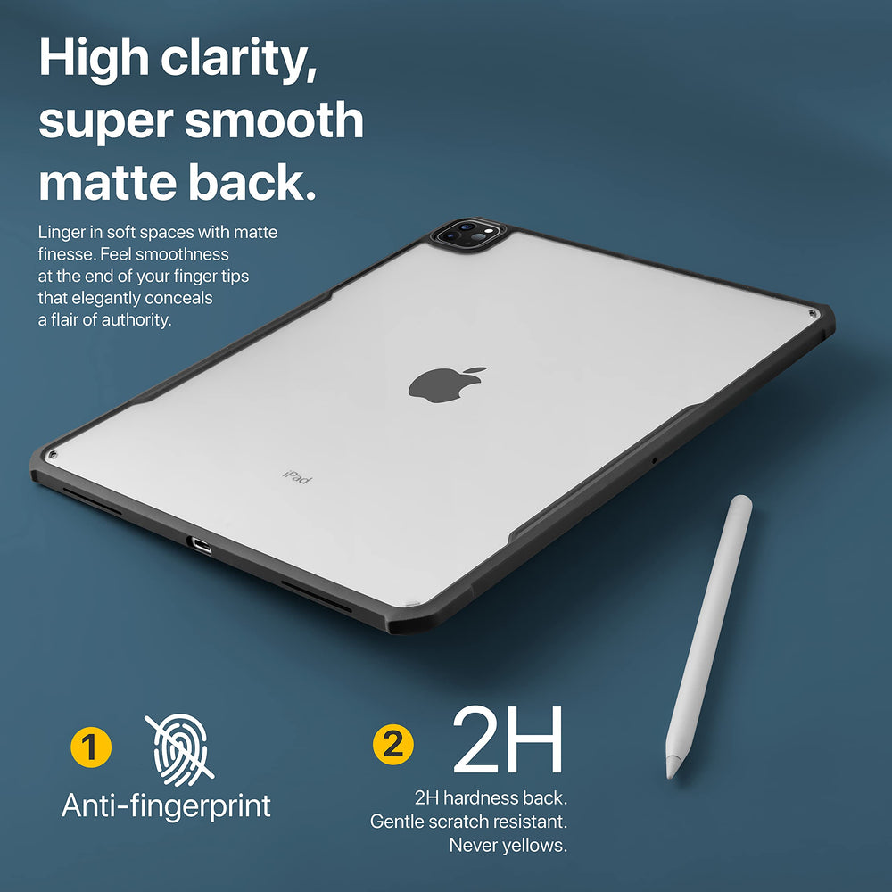 iPad Pro 11 inch Case 2022, 2021, 2020 & 2018 (4th, 3rd, 2nd & 1st Generation) Ultra Thin Matte Clear, Supports Apple Pencil Wireless Charging, Absorbs Shock (Black/Matte Back)