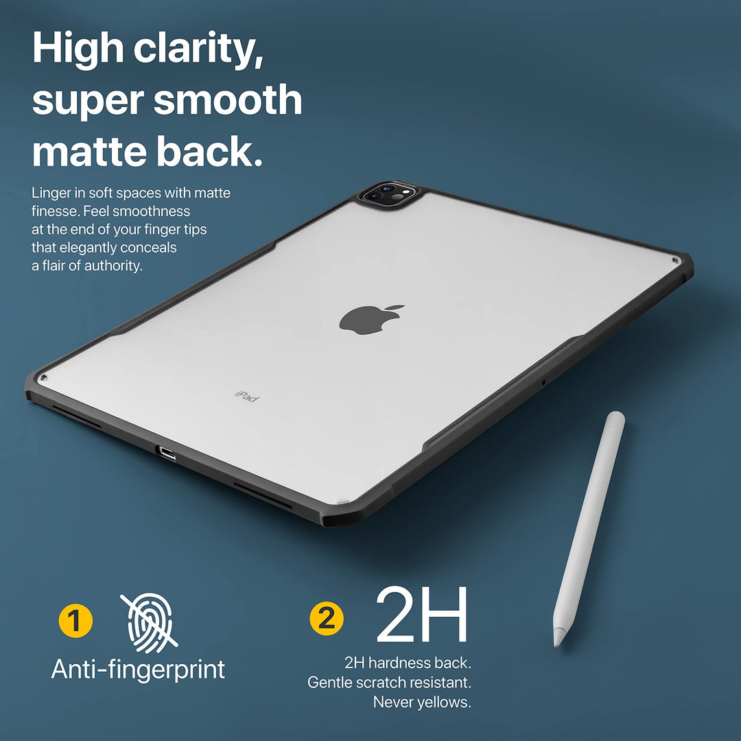 iPad Pro 11 inch Case 2022, 2021, 2020 &amp; 2018 (4th, 3rd, 2nd &amp; 1st Generation) Ultra Thin Matte Clear, Supports Apple Pencil Wireless Charging, Absorbs Shock (Black/Matte Back)