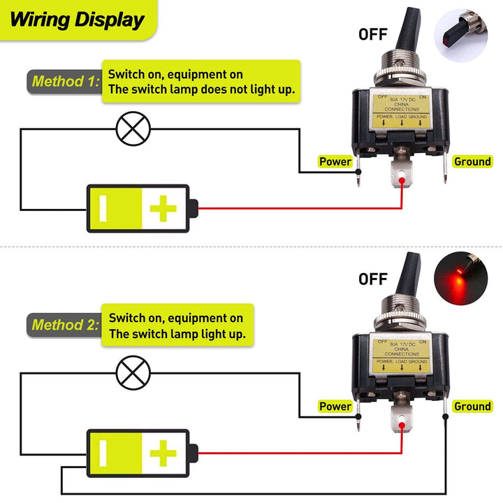 /3Pcs Rocker Lighted Toggle Switch 30A 12V DC SPST ON/Off 3Pin Car Automotive Boat with Red LED Illuminated Light