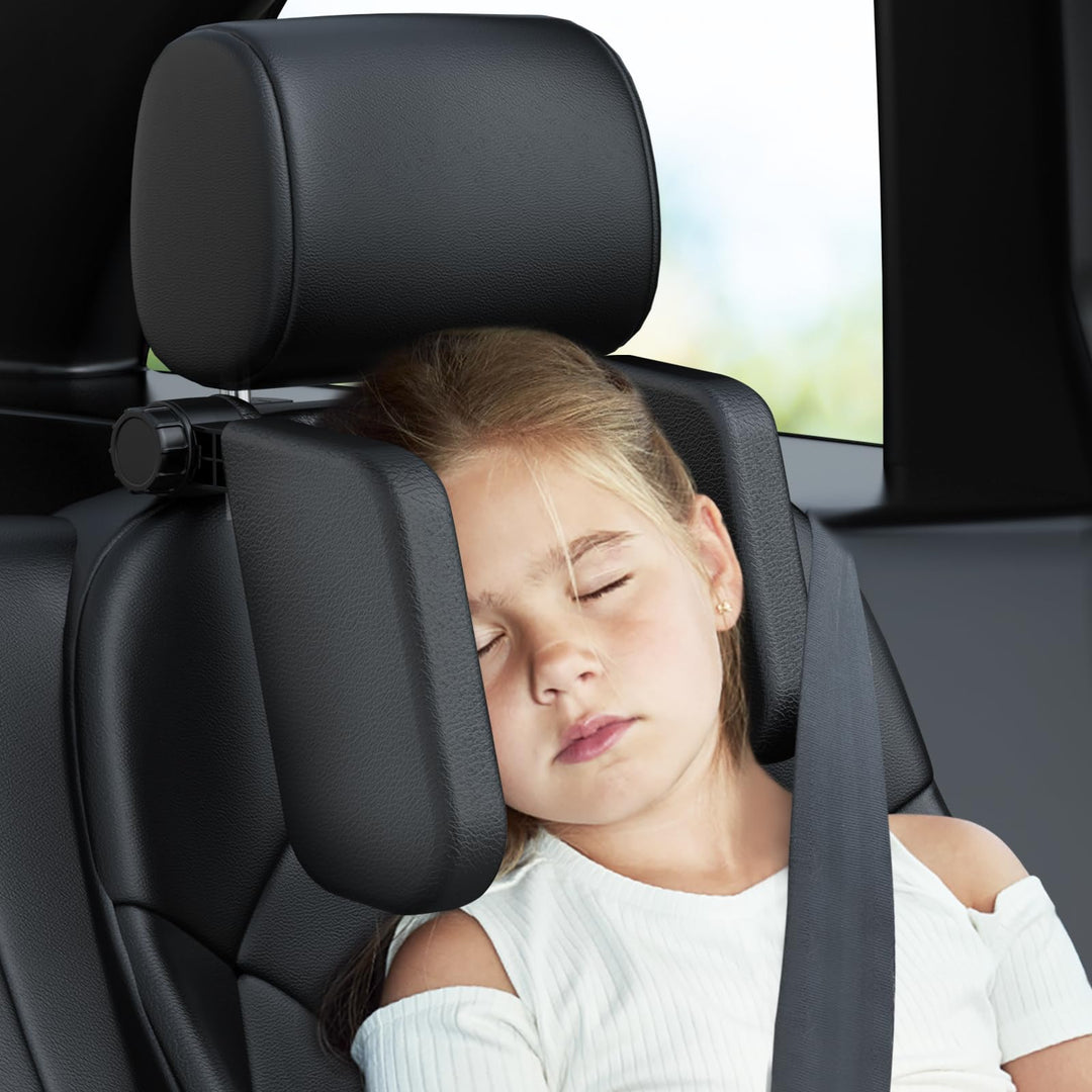 JZCreater Car Headrest Pillow, Head Neck Support Pillow, Car Seat Headrest for Kids, 180° Adjustable U Shaped Car Sleeping Pillow Cushion, Only Suitable for Car Seat Headrest with Poles(Black)