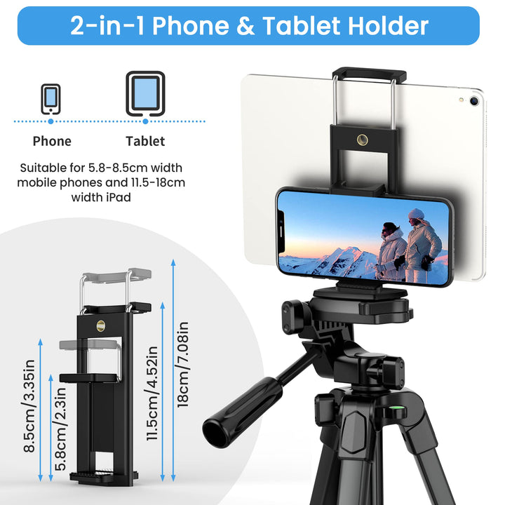 67 Phone Tripod, MACTREM Tripod Stand for iPad iPhone Tablet Camera with 2 in 1 Mount & Wireless Remote, Aluminum Extendable iPhone Tripod for Video Recording/Selfies/Live Stream/Vlogging