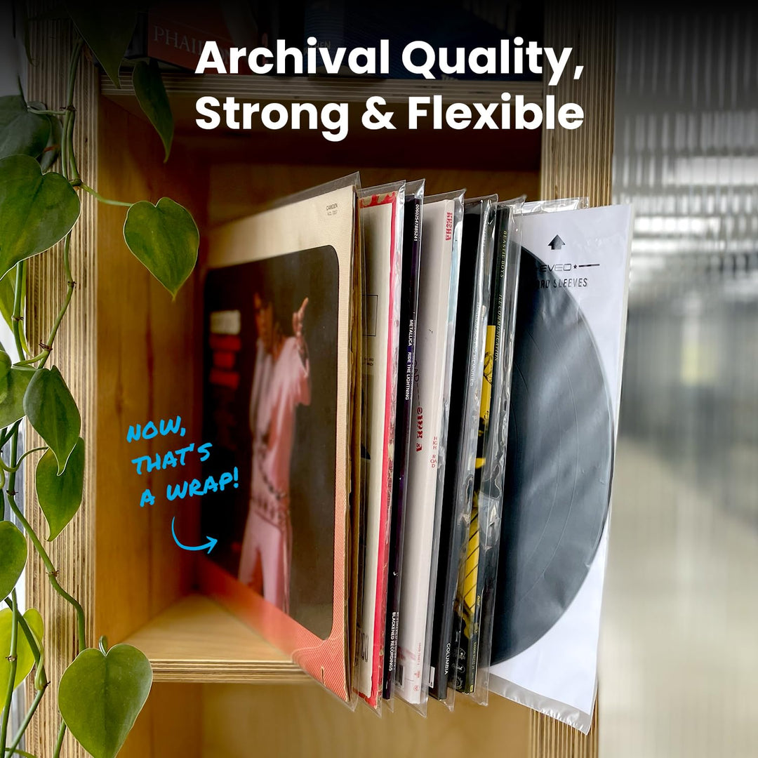 50 Record Sleeves - Premium Crystal Clear Protector for Vinyl Records Collections |12.75 x 12.75 Outer Sleeves Record Storage for Single &amp; Double LP Album Covers - Thick Vinyl 3mil