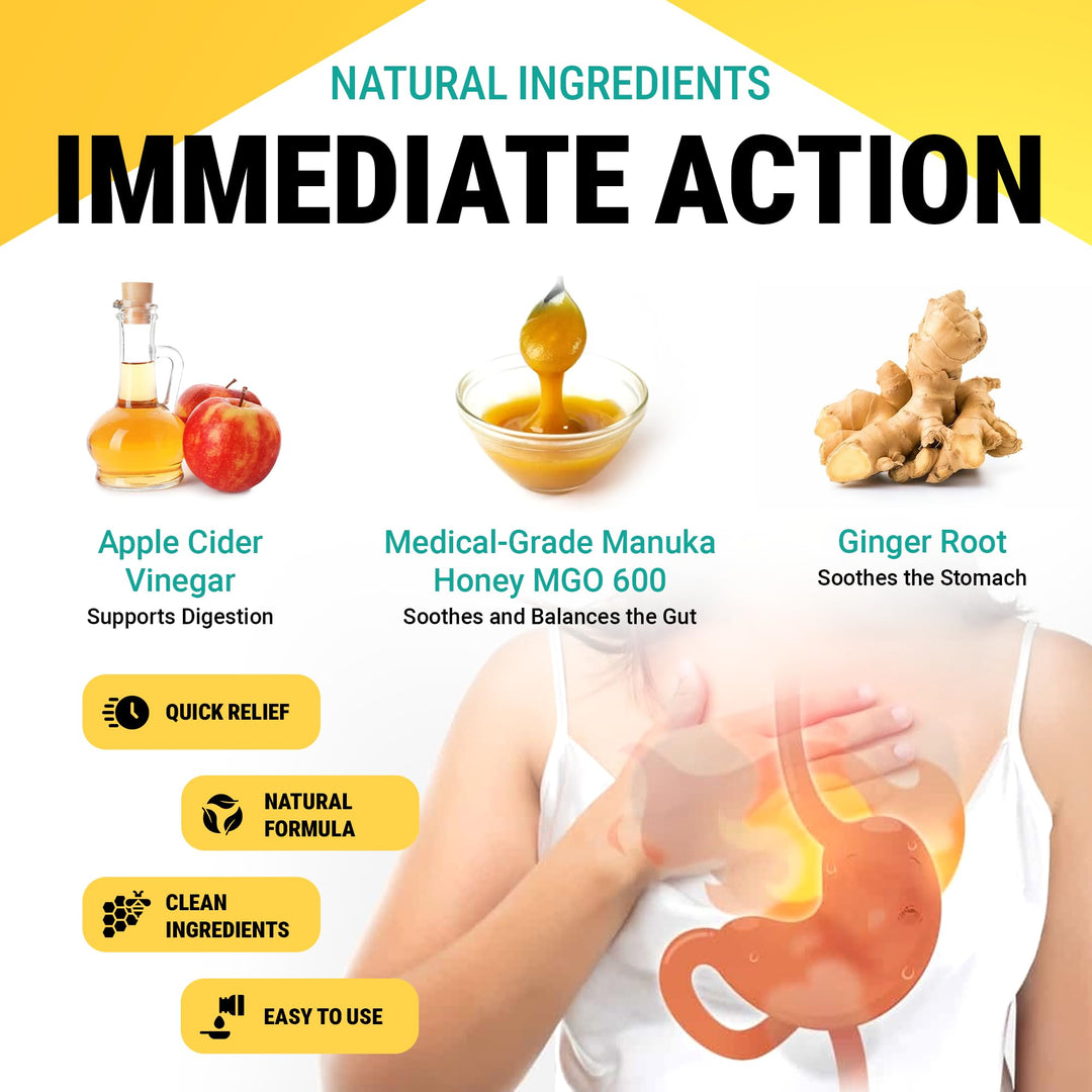 Medical Grade Manuka Honey Nutralize, Heartburn and Acid Indigestion Relief, Ginger Peach, 6.8 Ounces