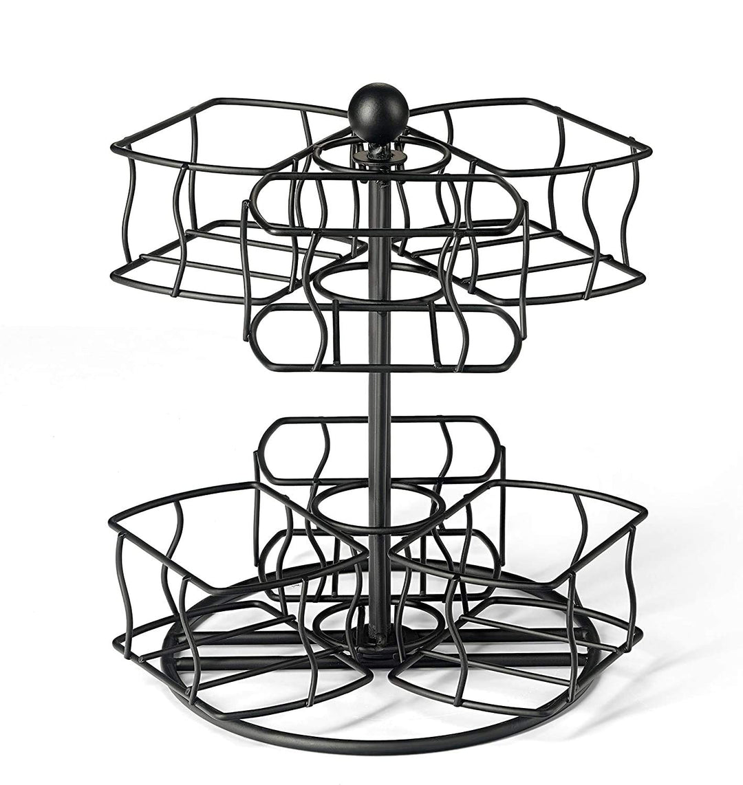 Tea Bag Storage and Organizer, Tea Bag Holder Black Powder Coated Stainless Steel for Tea and Coffee Box. Organize 60 Tea Bags- Tea Holder for Tea Bags 6 Compartments with 10 Bags in Each.