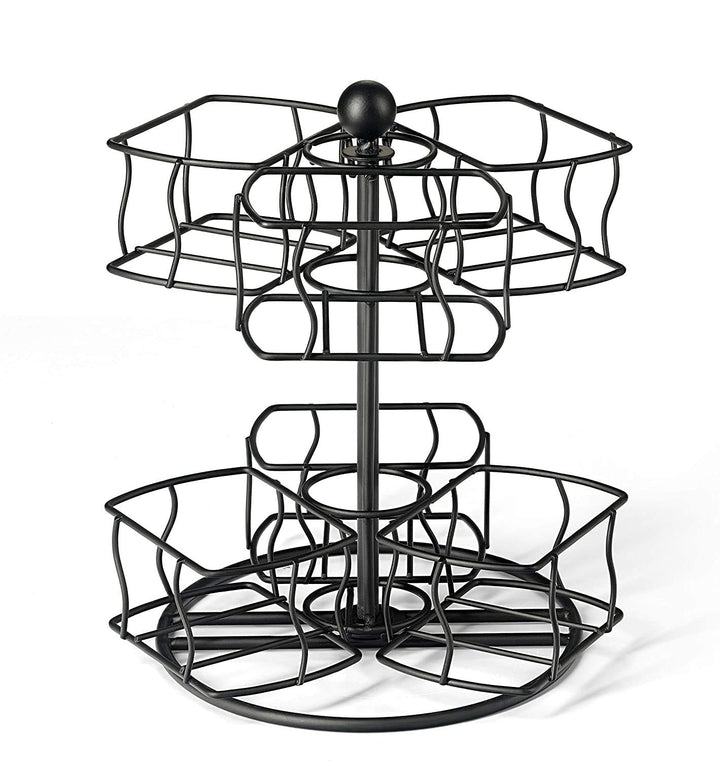 Tea Bag Storage and Organizer, Tea Bag Holder Black Powder Coated Stainless Steel for Tea and Coffee Box. Organize 60 Tea Bags- Tea Holder for Tea Bags 6 Compartments with 10 Bags in Each.