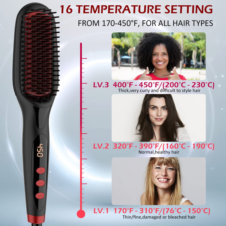 Ionic Hair Straightener Brush Upgrade 2.0,GLAMFIELDS El