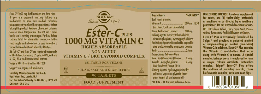 Solgar Ester-C Plus 1000 mg Vitamin C (Ascorbate Comple