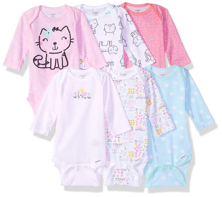 Unisex Baby6-Pack Long Sleeve Bodysuitscats0-3 Months