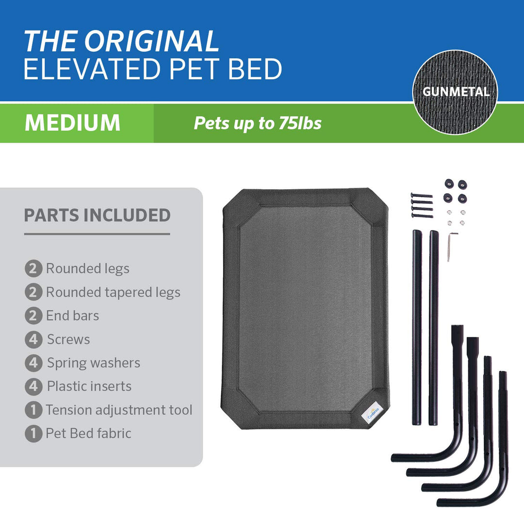 The Original Cooling Elevated Dog Bed, Indoor and Outdoor, Medium, Gunmetal