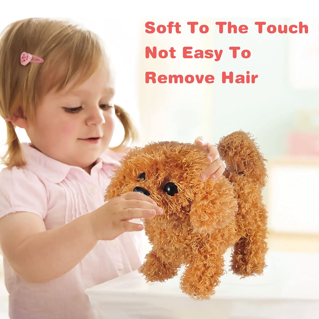 Plush Teddy Toy Puppy Electronic Interactive Pet Dog - Walking, Barking, Tail Wagging, Stretching Companion Animal for Kids Children (Teddy Dog)