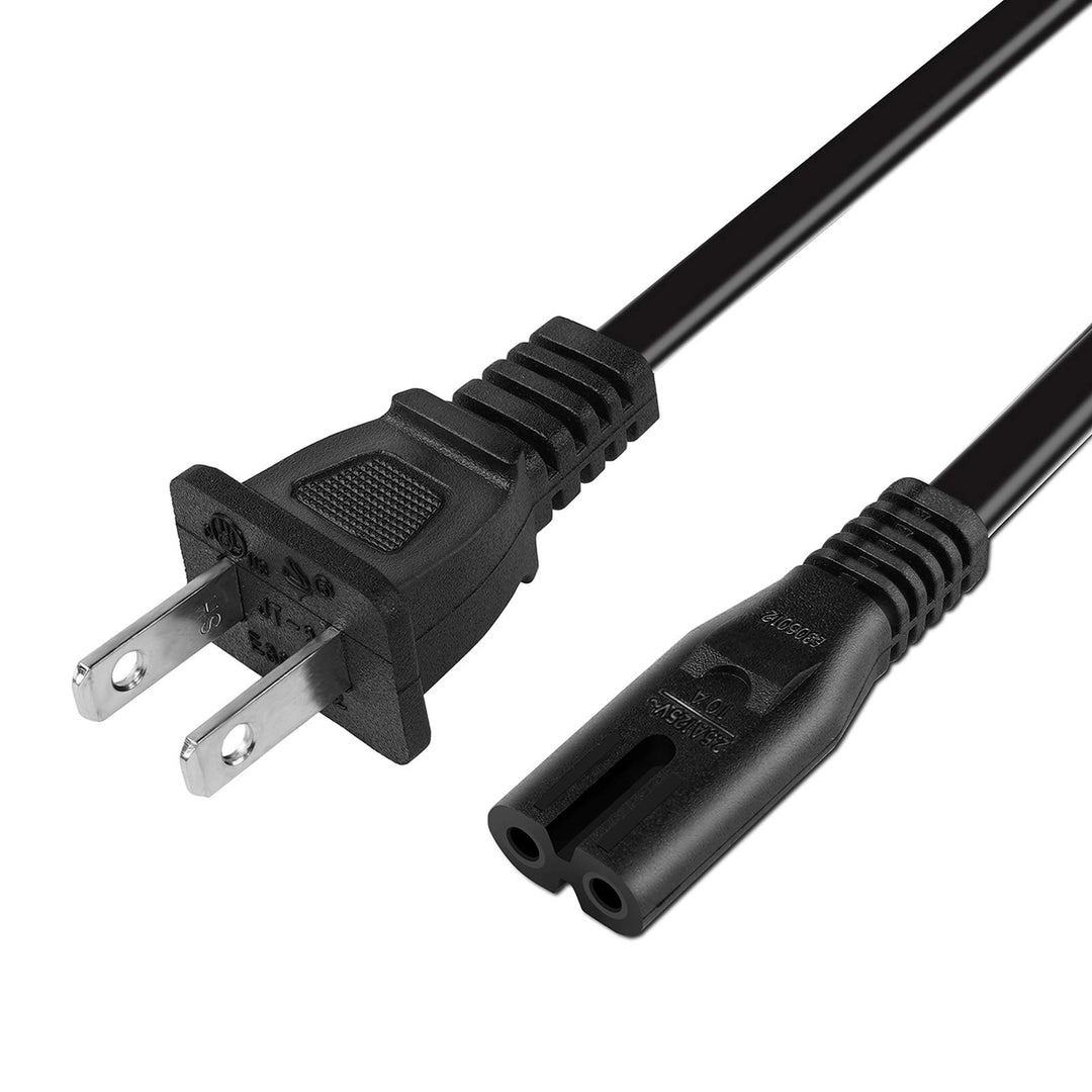 [UL LISTED] 6 Foot Extra Long 2 Prong 18 AWG AC Wall Cable Power Cord for Samsung Sony Sharp TCL LG TV, HP OfficeJet Pro Printer, Sony Playstation Slim Edition PS3, PS4, Xbox One S Game Consoles