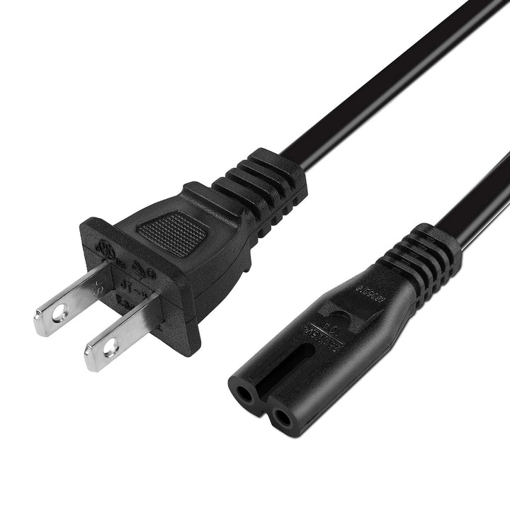 [UL LISTED] 6 Foot Extra Long 2 Prong 18 AWG AC Wall Cable Power Cord for Samsung Sony Sharp TCL LG TV, HP OfficeJet Pro Printer, Sony Playstation Slim Edition PS3, PS4, Xbox One S Game Consoles