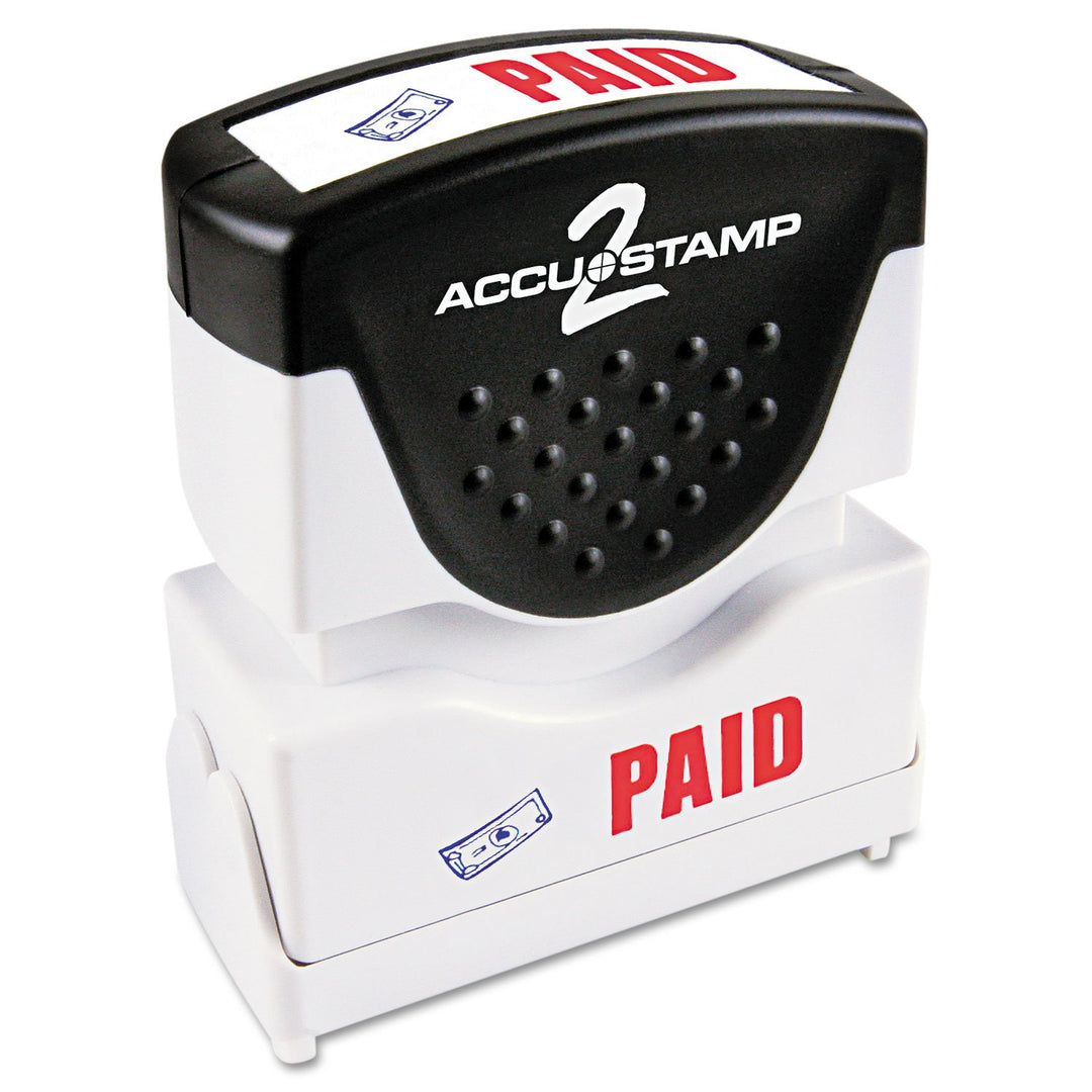 ACCU-STAMP2 Message Stamp with Shutter, 2-Color, PAID, 1-5/8 x 1/2 Impression, Pre-Ink, Blue and Red Ink (035535)