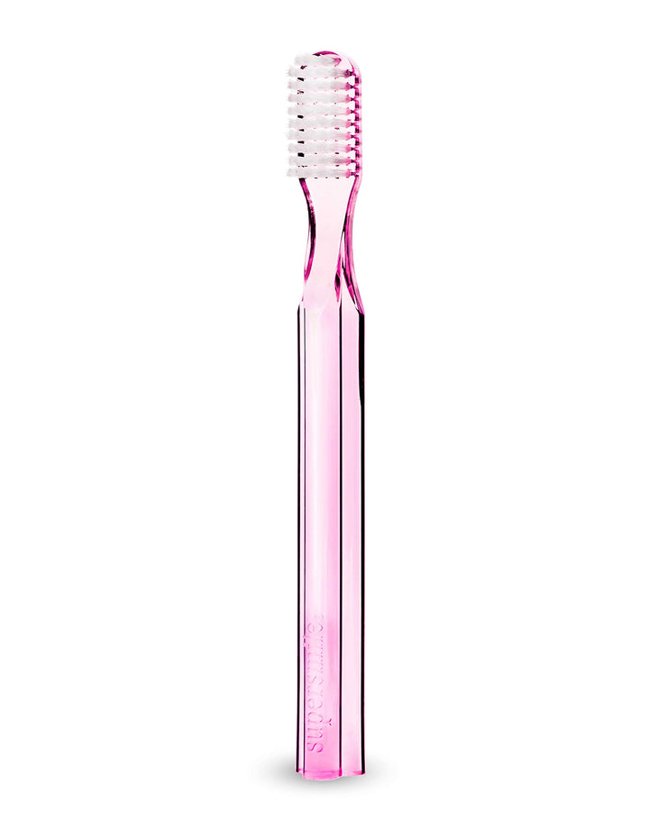 Supersmile New Generation Toothbrush w/ Patented 45° Soft Nylon Bristles - Whitening Tooth Brush w/ Ergonomic Handle Guarantees ADA Recommended Brushing Angle for Adults & Children (Pink)